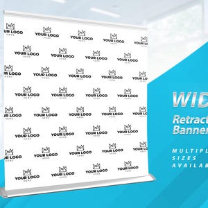 Retractable Banner, Custom Roll Up Banner Stand, Wide Banner, Logo Banner Sign, Video Background Video conference background backdrop banner
