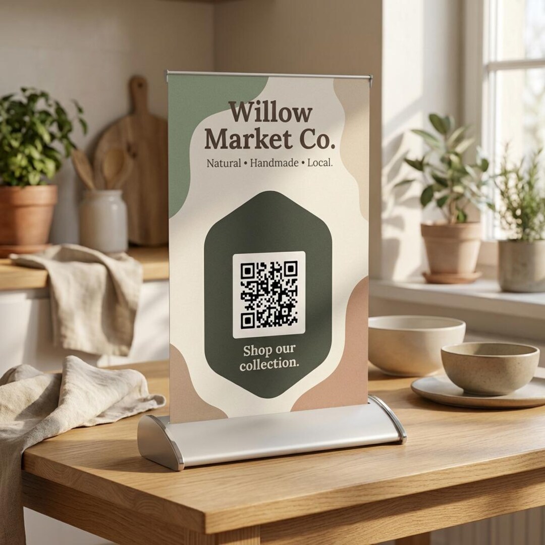 Table Top Banner, Business Signage, QR Code Table Banner, Marketing ...