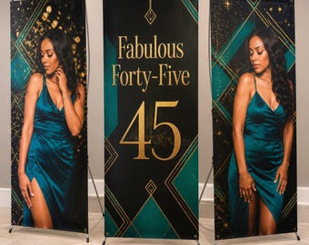 Ensemble de 3 supports de bannières en X personnalisés pour anniversaire, bannières d'anniversaire personnalisées, présentoir de bannières en X, panneaux de bienvenue pour anniversaire, décoration de fête