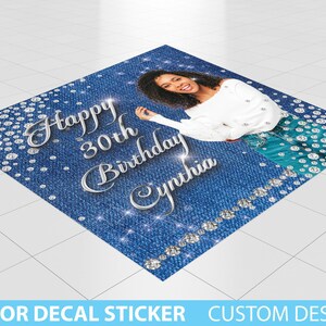 Custom Floor Decal sticker, Removable Sticker, Vinyl Floor Banner, Denim Diamonds Pearl Sticker Decal Removable, Birthday Dance floor decal
