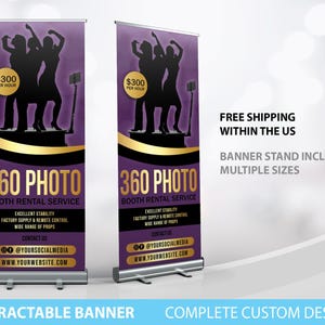Retractable Banner, Business Banner, 360 Photo booth Small Business, Photo Booth Banner, Advertising Banner 360 photo Booth, Roll Up Banner