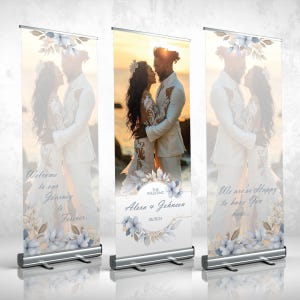 COMBO BANNER SET, 3 Retractable Banners, Custom Banners, Wedding, Welcome Sign, 3 Banners, Custom Photo Board Stand, Printed Sign Wedding