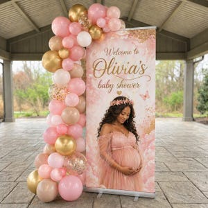 Custom Baby Shower Retractable Banner, Shower Welcome Sign, Maternity Photo Backdrop, Girl Boy Baby Shower Banner Decor, Photo Board image 17