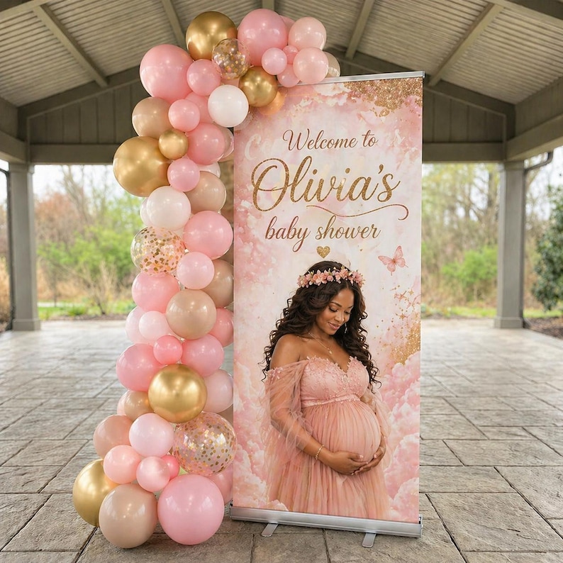 Custom Baby Shower Retractable Banner, Shower Welcome Sign, Maternity Photo Backdrop, Girl Boy Baby Shower Banner Decor, Photo Board image 17