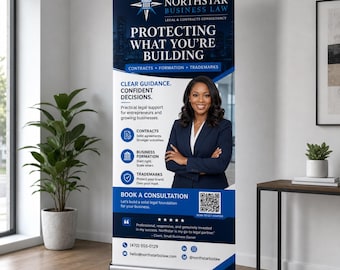 Custom Business Banner Stand, Retractable Pull Up Banner, Vendor Booth Display, Trade Show, Grand Opening Sign, Marketing Display Logo Sign