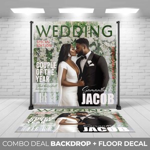 Backdrop + Floor decal, Magazine Style Wedding Banner and Decal, Custom Wedding Banner Floor, Wedding Welcome Sign, Photo, Magazine Cover