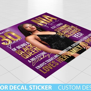 Custom Floor Decal sticker, Magazine Cover Sweet 16 Removable Sticker, Vinyl Floor Banner, Prom Pink Floor Banner Sticker Decal Removable