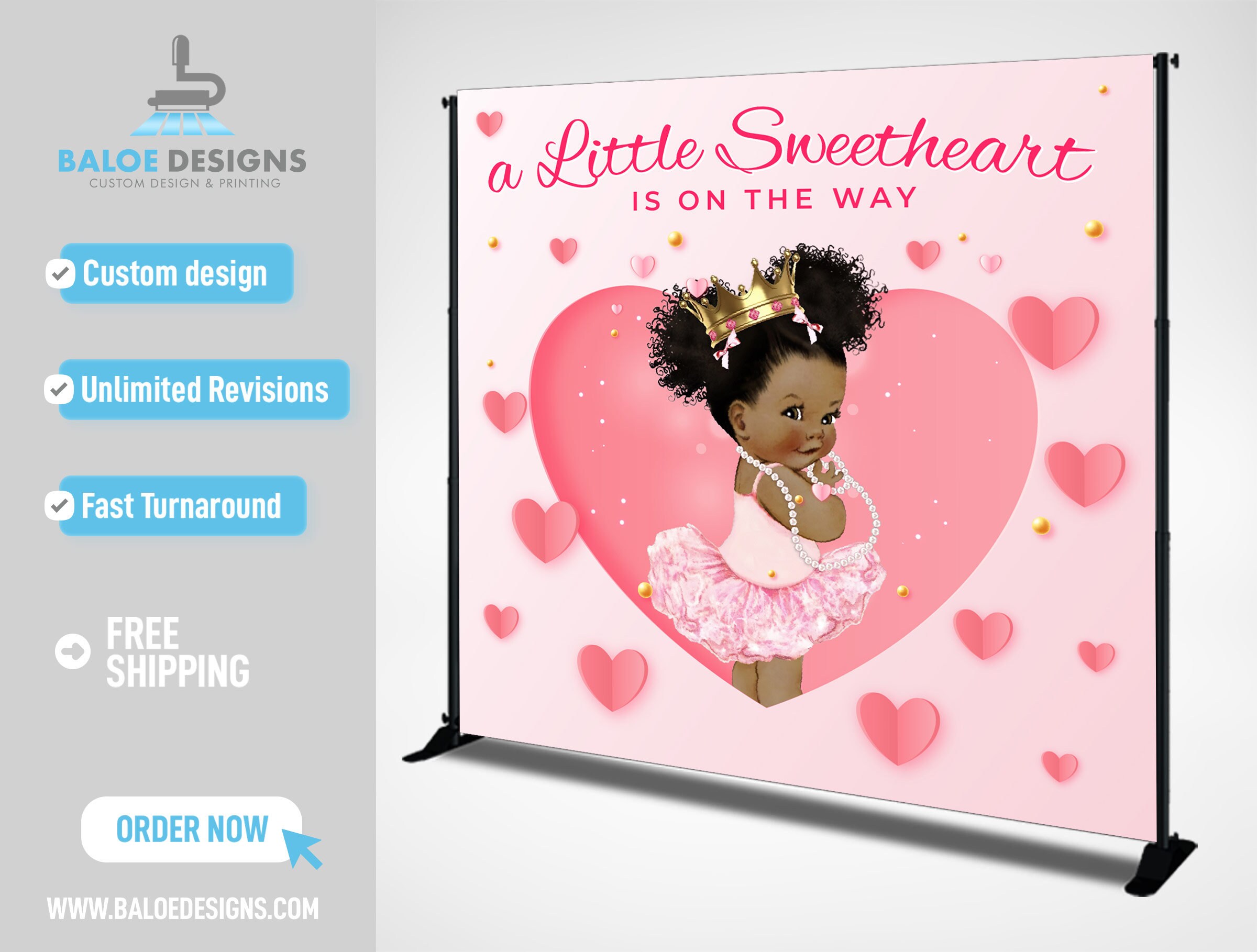 Princess Baby Shower Backdrop Baby Shower Banner Princess Baby Shower African American Princess Vinyl Backdrop Baby Shower