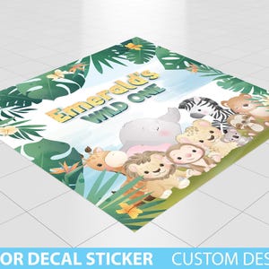 Kids Wild One Birthday Floor Decal, Jungle Theme Wild One Birthday, Baby Shower Floor Vinyl Sticker Jungle Safari Custom Decal, Jungle Theme