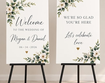Printed Wedding Bundle, Foam Board Signs Set of 2, Welcome Sign Bundle, Seating Chart Sign, Custom Reception Decor Signs, Photo Board Banner