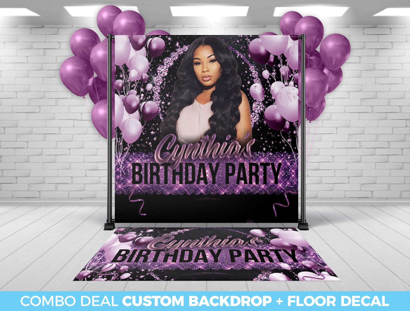 Party Backdrop Sticker BACKDROP + FLOOR DECAL, Custom Backdrop and Matching Floor Decal ...