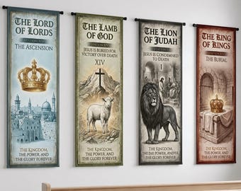 Church Banner Set of 4, Custom Church Banners, Sanctuary Decor, Worship Display, Christian Church Decorations, Vinyl or Fabric Banners Bible
