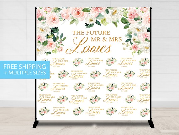 Step And Repeat Wedding Photo Backdrop Gold Floral Flowers Etsy