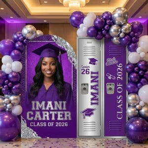 Graduation Backdrop Set, Arched Backdrop, Grad Photo Board, Lockers ...