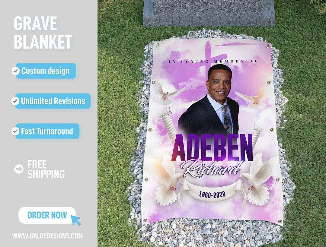 Custom Grave Blanket, Custom Memorial Grave Blanket, in Loving Memory