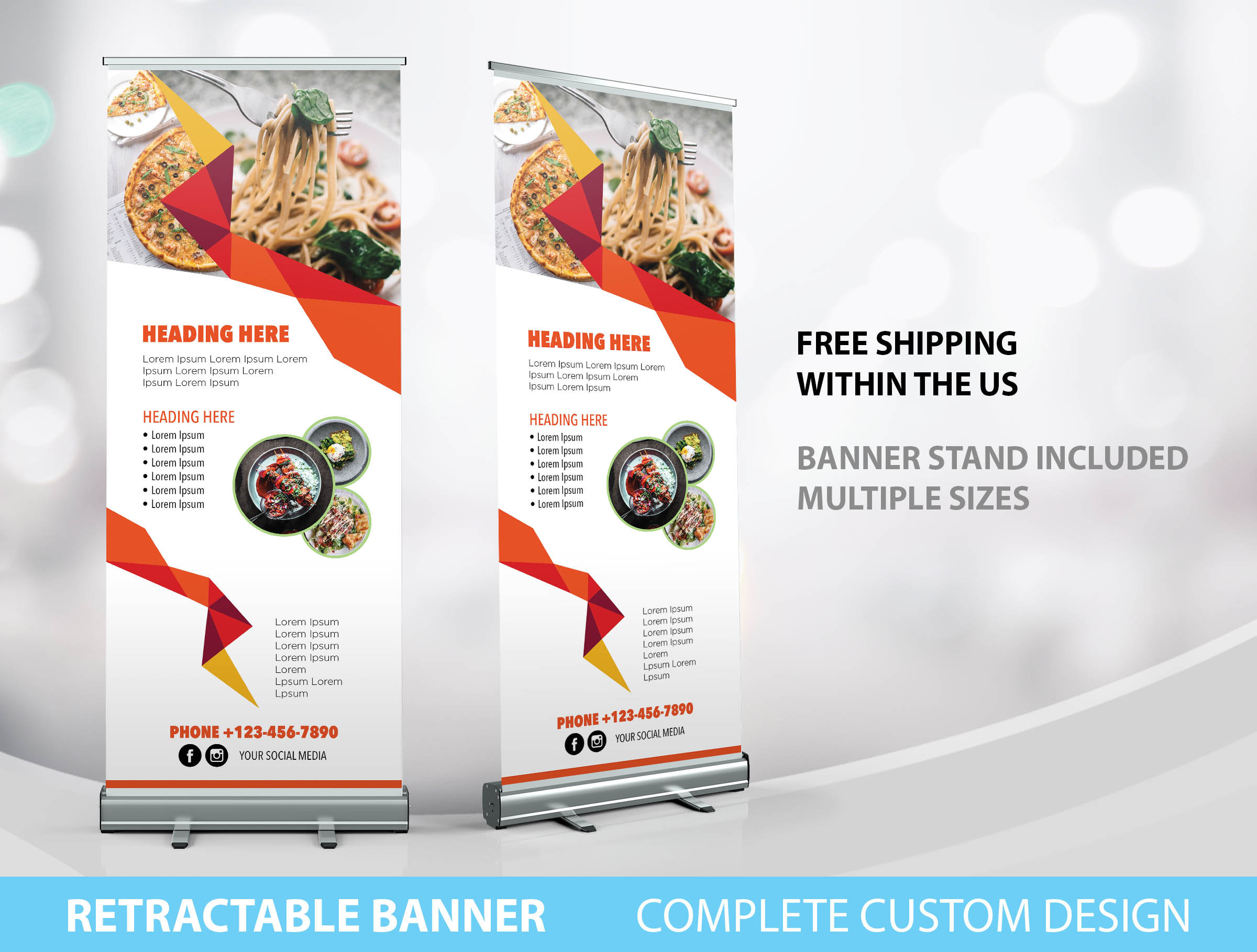 Restaurant Retractable Lunch Print Sign Banner Stand Yellow Restaurant Retractable Lunch Print Sign Banner Stand Yellow