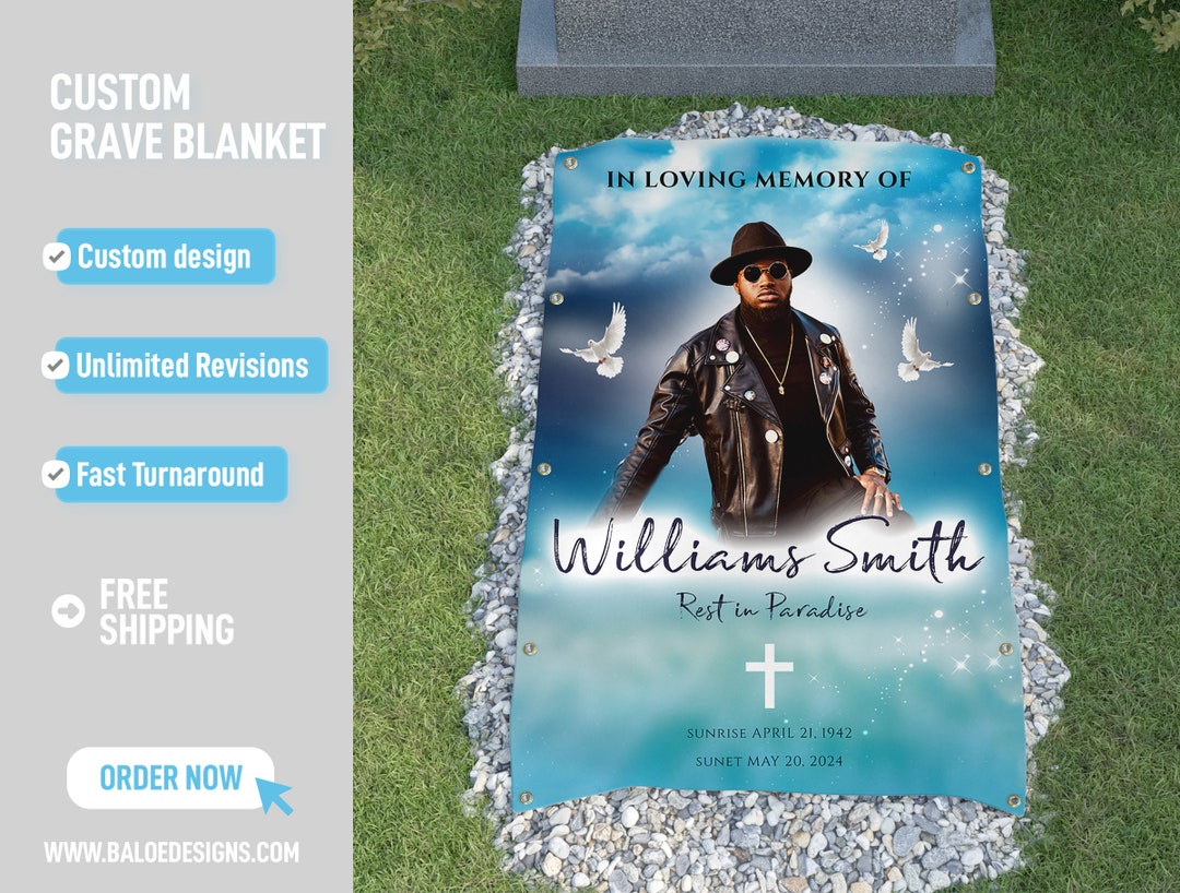 Custom Grave Blanket, Custom Memorial Grave Blanket, in Loving Memory