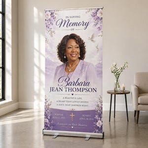 Memorial Retractable Banner, Funeral Welcome Sign, Celebration of Life Banner, Photo Board, Funeral Display, Tribute Banner, Service Decor