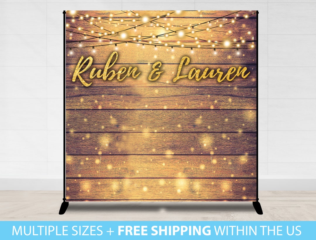 Step and Repeat, Wedding Photo Backdrop, Rustic Lights Step and Repeat