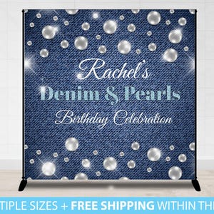 Denim and Pearls backdrop, Denim and Pearls Photo Step and Repeat, 30 50th 60th 40th Birthday Backdrop, Denim Backdrop, Diamonds backdrop