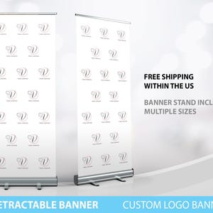 Retractable Banner, Custom Roll Up Banner Stand, Logo Banner Sign Display Retractable Printing Rollup Retractable Welcome sign Banner Logo