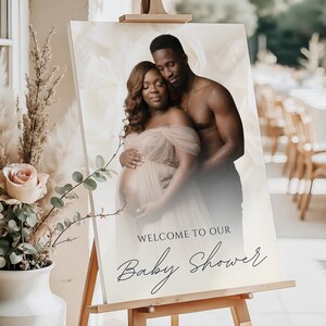 Baby Shower Welcome Foam Board Sign, Custom Baby Shower Poster Board, Photo Decor, Personalized Baby shower Canvas Easel Sign Decorations