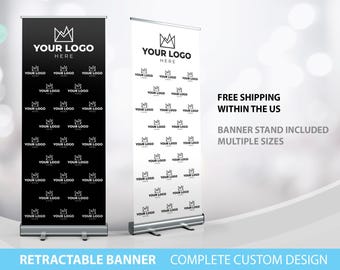 Retractable Banner, Custom Roll Up Banner Stand, Logo Banner Sign Display Retractable Printing Rollup Retractable Welcome sign Banner Logo