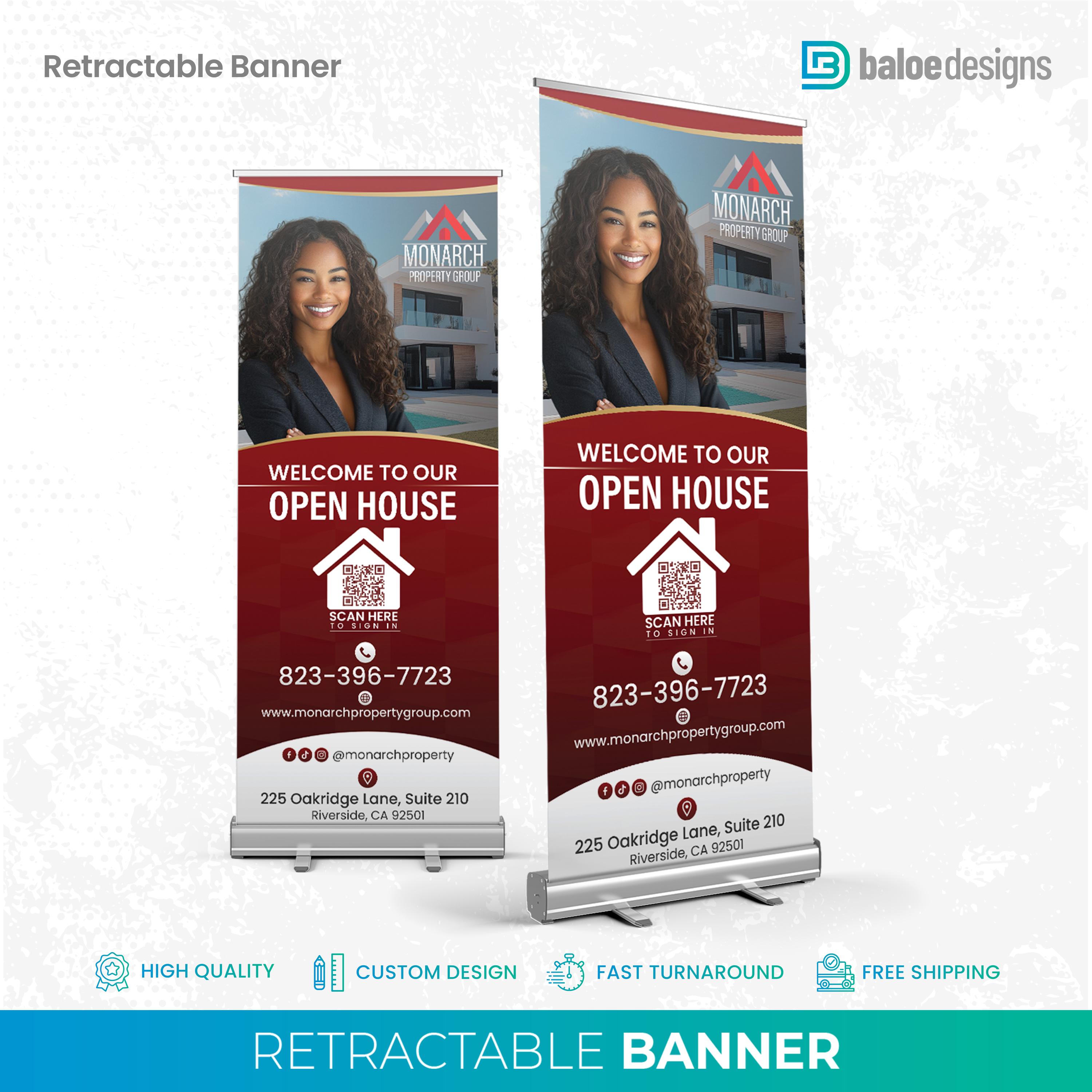 Custom Real Estate Sign, Open House Sign, Real Estate Marketing Event, Realtor Retractable Banner Sign, Welcome Realtor Marketing, Just sold