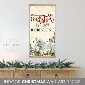 Custom Christmas Wood Hanger Frame, Magnetic wood poster hanger, Your custom Christmas Decor, Holiday Decor gift Wood Frame Hanger, Canvas