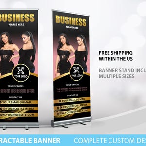 Retractable Banner, Custom Roll Up Banner Stand, Pop Up Banner Pop Up shop Banner, Custom Banner Sign Display Retractable Printing Rollup