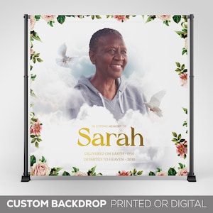 Memorial Backdrop, In Loving Memory Banner, Repass backdrop, Funeral step and repeat banner background, Memorial EventFuneral Backdrop Decor