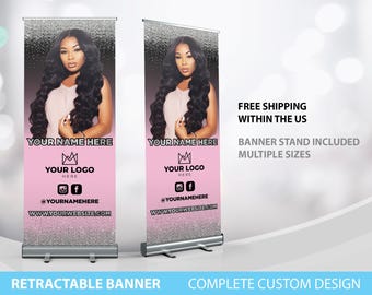Retractable Banner, Custom Roll Up Banner Stand, Pop Up Banner Pop Up shop Banner, Custom Banner Sign Display Retractable Printing Rollup