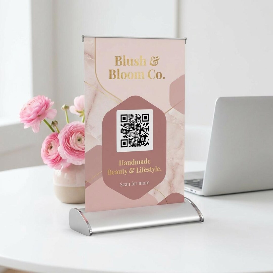 Table Top Banner, Business Signage, QR Code Table Banner, Marketing ...