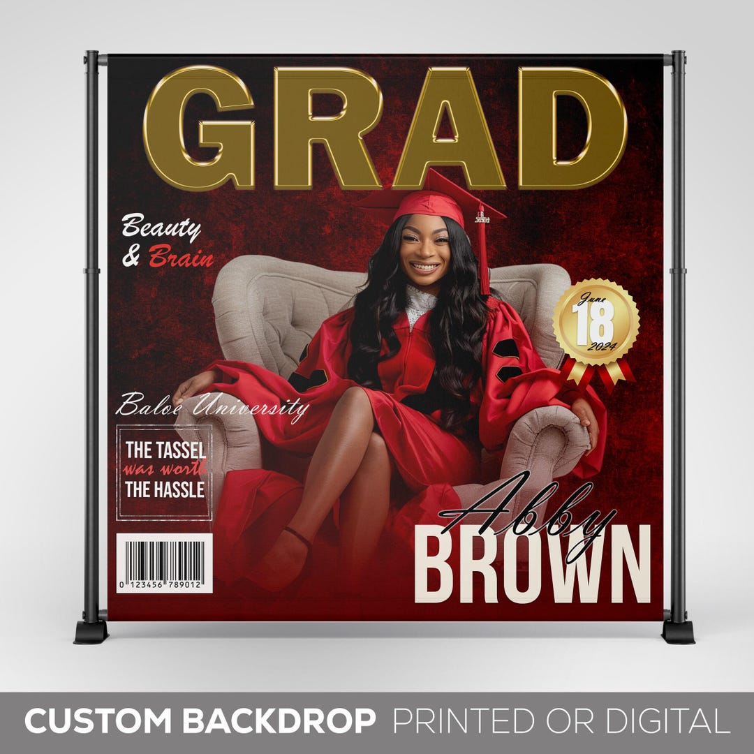 Congrats Magazine Custom Photo Graduation Backdrop