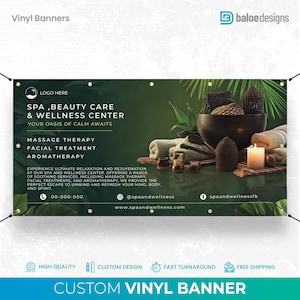 Custom Spa Welness Banner, Spa Salon Outdoor Advertising Banner Sign, Salon Spa, Medical Spa Banner Outside Sign Advertisement Business