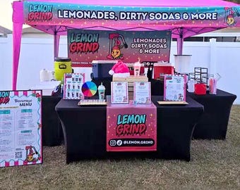 Custom Tent Banners, Vendor Canopy Tent Banners & Table Runner Set, Trade Fair Display, Vendor Pop Up Shop Display, Event Tent Vinyl Outside