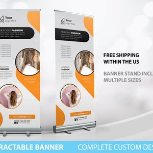 Retractable Banner, Custom Roll Up Banner Stand, Pop Up Banner Pop Up shop Banner, Hair stylist barber Display, Custom hair banner, make up