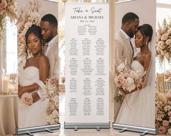 Wedding Photo Boards, COMBO BANNER SET, 3 Retractable Banners, Seating Chart, Custom Reception Decor, Photo Board Welcome Sign, Decorations