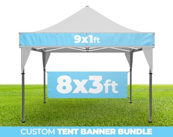 TWO Custom Tent Banners, Custom Outside Vinyl 10x10 Tent Banners, Front 1x9, Back 3x8 Signs, Canopy Tent Festival Banner, Custom Design