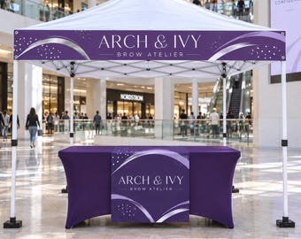 Custom Top Banner & Table Runner, Trade Show Display, Personalized Vendor Booth Banner, Custom Logo Table Runner, Business Event Decor Sign
