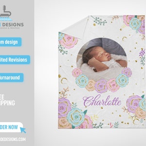 Custom Photo newborn baby Blanket, Velveteen Plush Blanket, Personalized Name Blanket Daughter, Baby Blankets for kids, Gift for Birthday