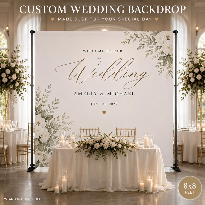 Date Backdrop Custom Wedding Backdrop, Personalized Banner, Photo Booth Backdrop ...