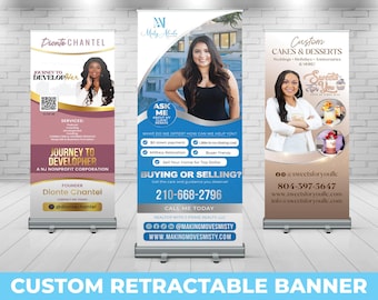 Custom Retractable Banner, Custom Roll Up, Roll Up Banner, Roll Up Banner Stand, Event banner, Business Sign, Promotional Marketing Material