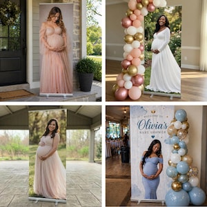 Custom Baby Shower Retractable Banner, Shower Welcome Sign, Maternity Photo Backdrop, Girl Boy Baby Shower Banner Decor, Photo Board image 10