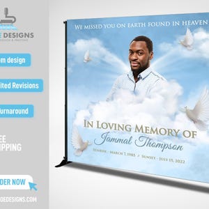Memorial Backdrop, Long Live Banner Heavenly Birthday Backdrop Banner Vinyl Memorial Funeral Sign, Birthday Backdrop, In loving memory of