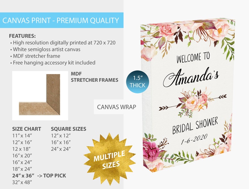 Bridal Shower Printed Sign Canvas Bridal Shower Etsy