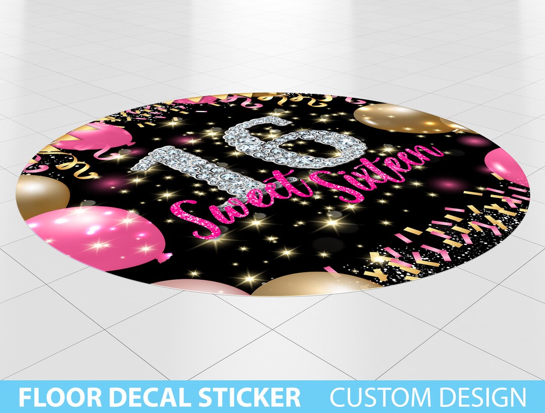 ROUND Circle Floor Decals, Round Floor Decal, Sweet 16 Decor Printed Floor Sticker Banner Round