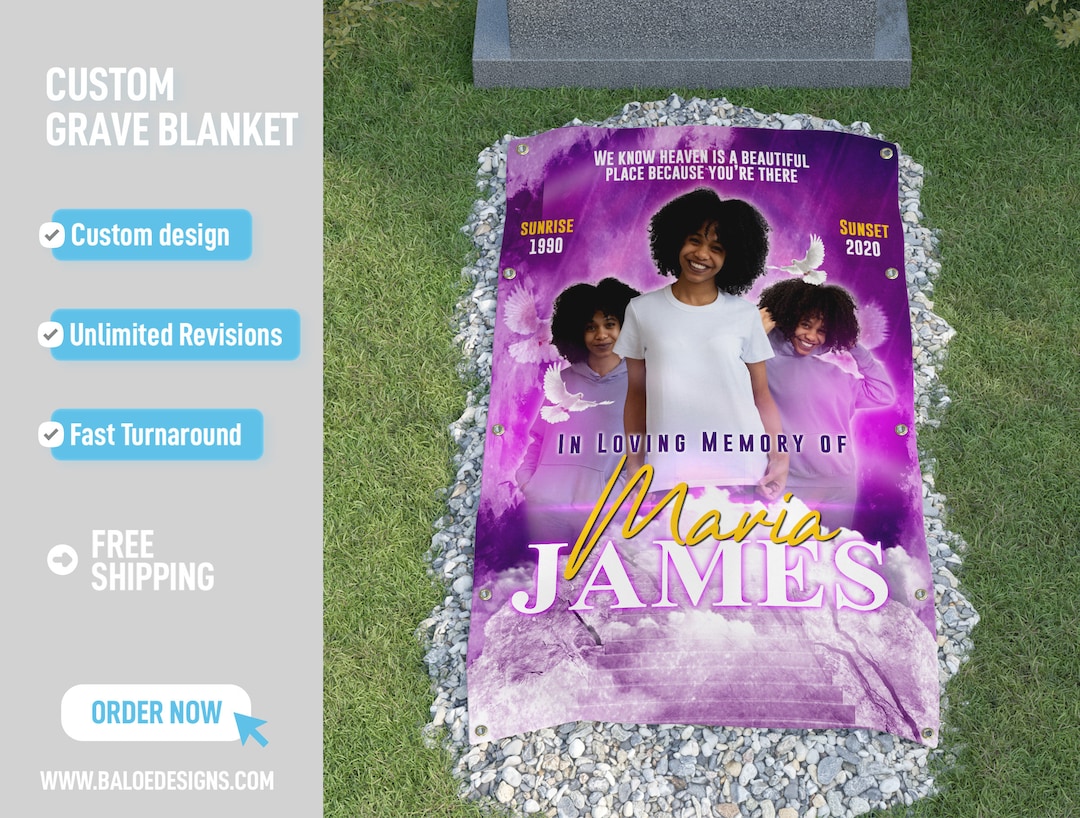 Custom Grave Blanket, Custom Memorial Grave Blanket, in Loving Memory