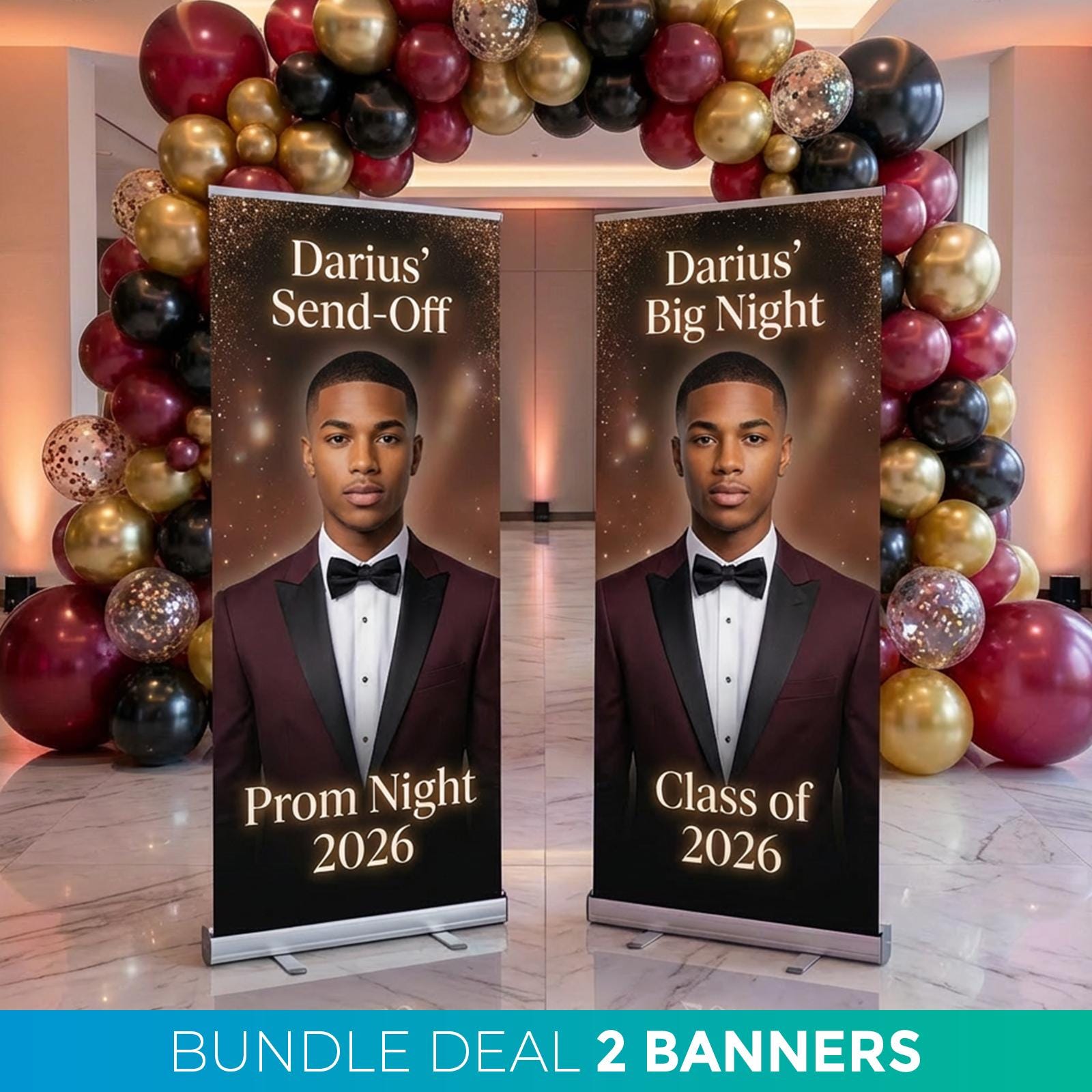 Send Off Program Banner BANNER SET, 2 Retractable Banners, Prom Send off Decor, Prom Night ...