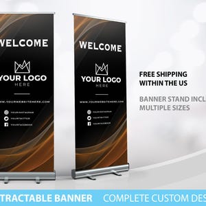 Retractable Banner, Custom Roll Up Banner Stand, Custom Banner Sign Display Retractable Printing Rollup Retractable Welcome sign Event Sign